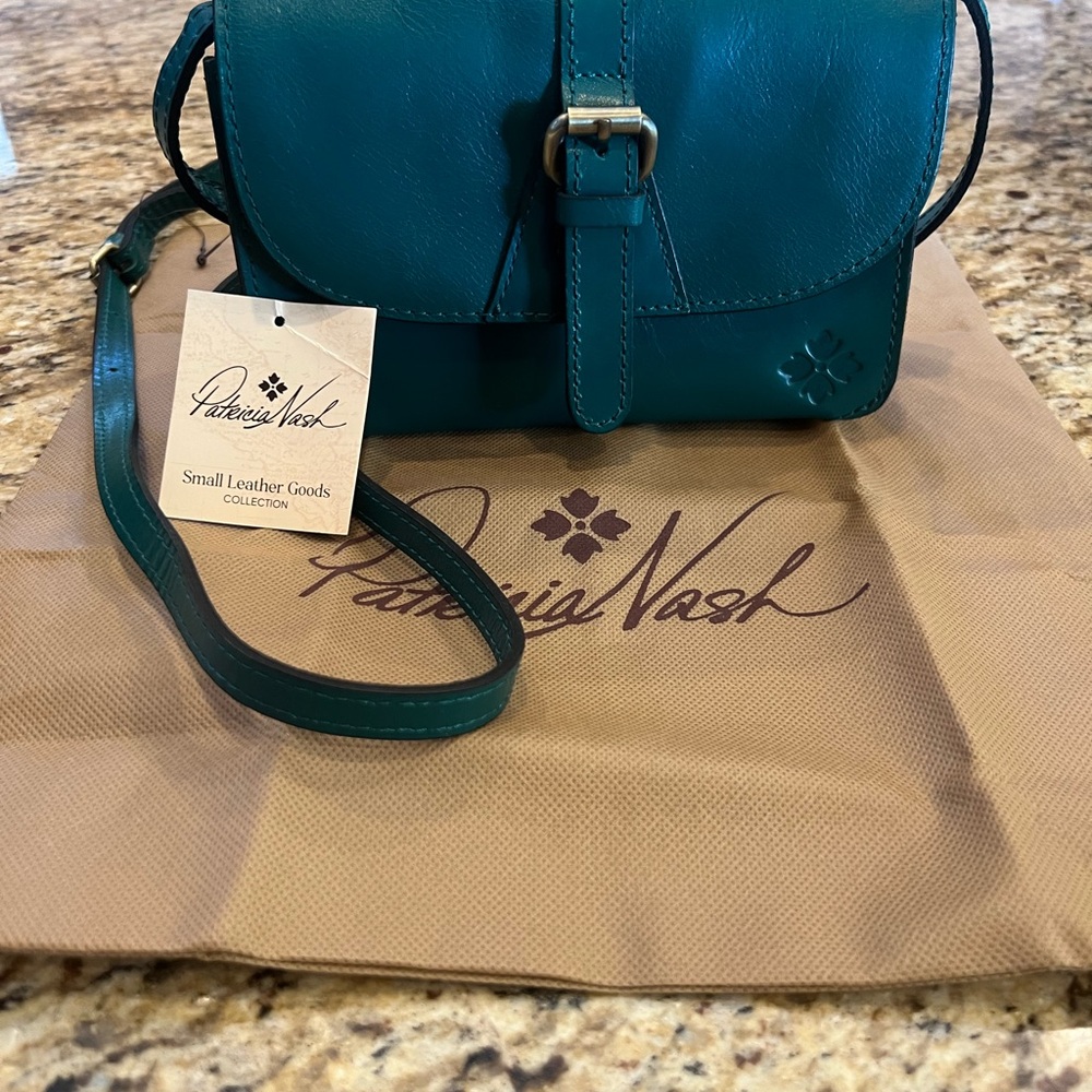 Patricia Nash aqua green Leather Crossbody Bag